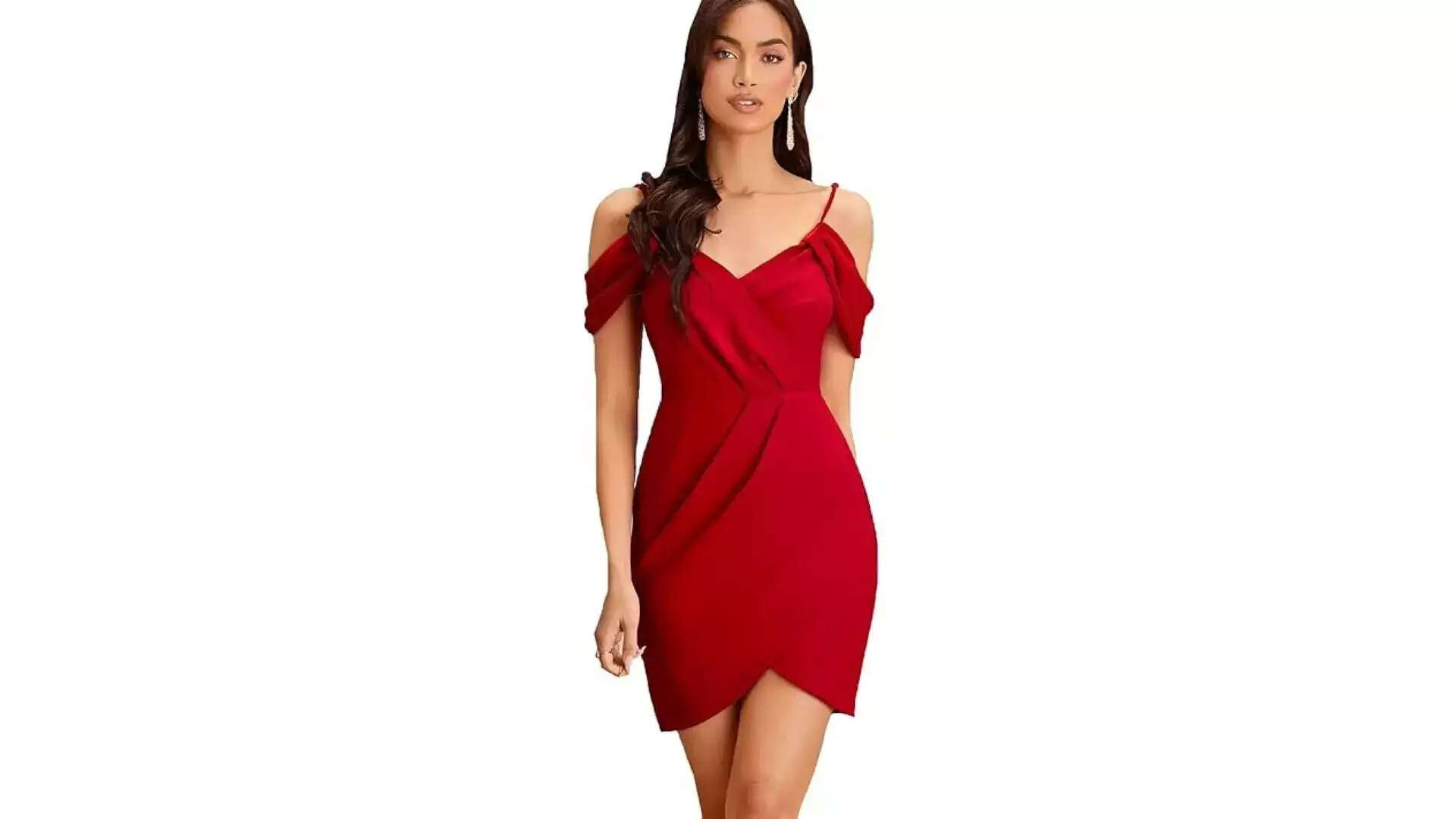 ADDYVERO V-Neck Sleeveless Cotton Blend Solid Bodycon Knee-Length Women Dress