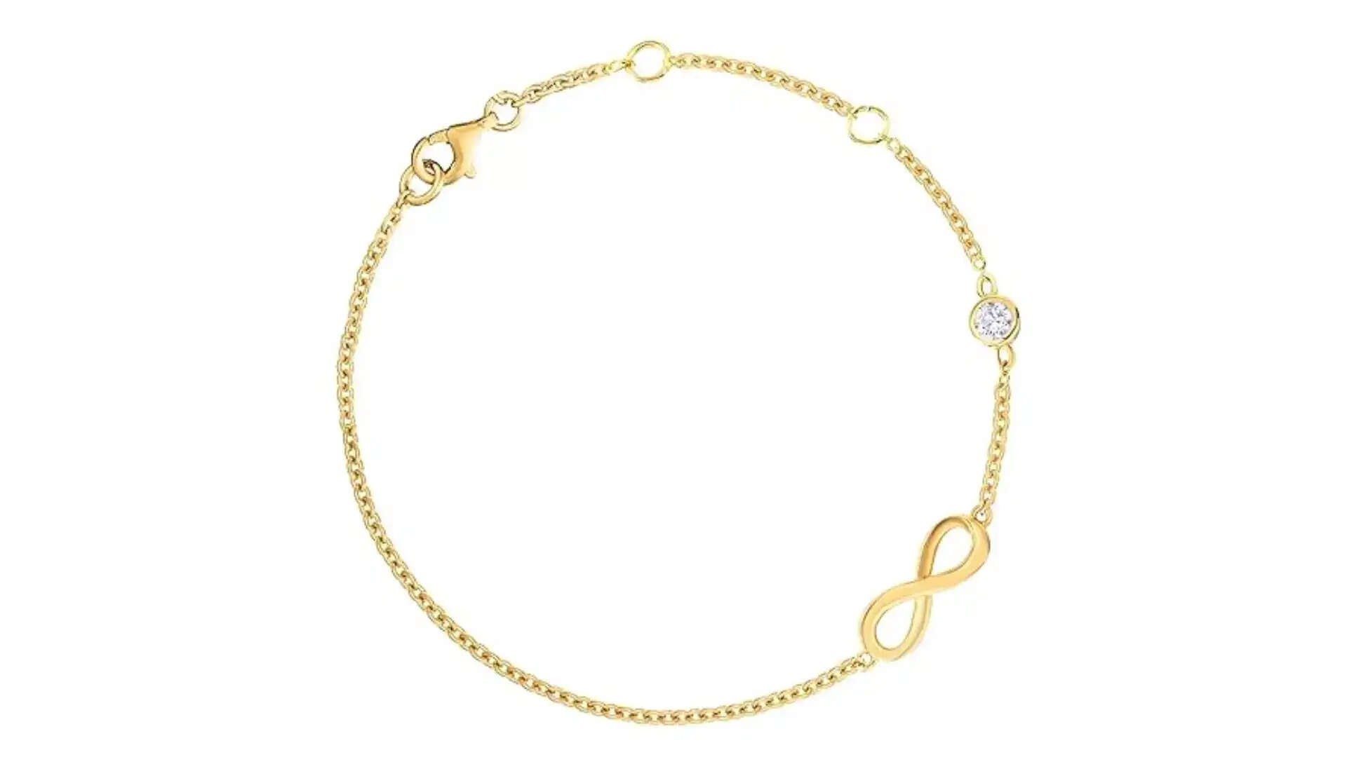 MINUTIAE Infinity Shape Anklet With Solitaire Crystal Diamonds