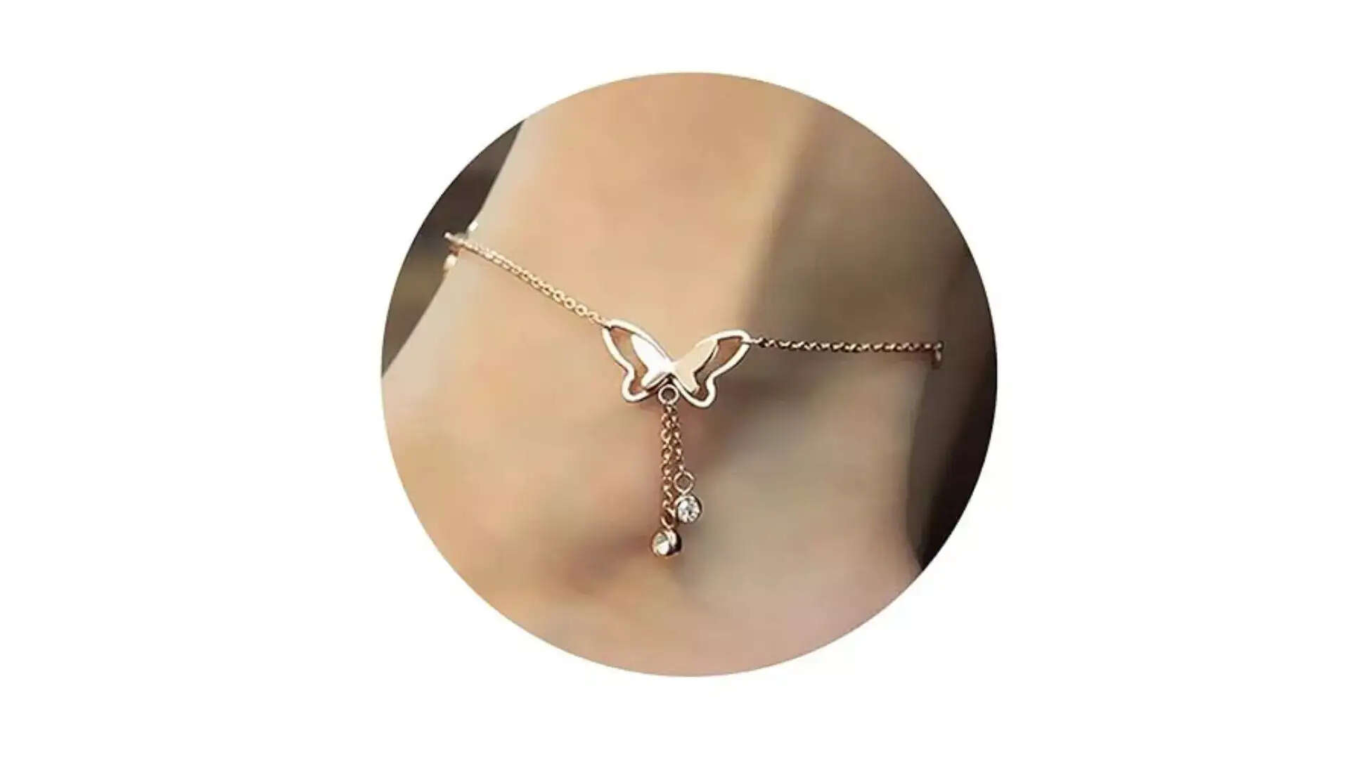 Shining Diva Fashion Italian Designer Rose Gold Plated Butterfly Anklet