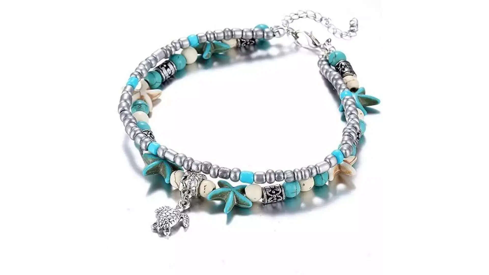 Shining Diva Fashion Jewellery Shell Starfish Beads Charms Stylish Chain Anklet