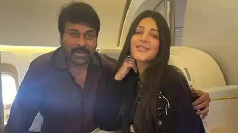 Chiranjeevi and Shruti Haasan pose together before Waltair Veerayya shoot in Europe