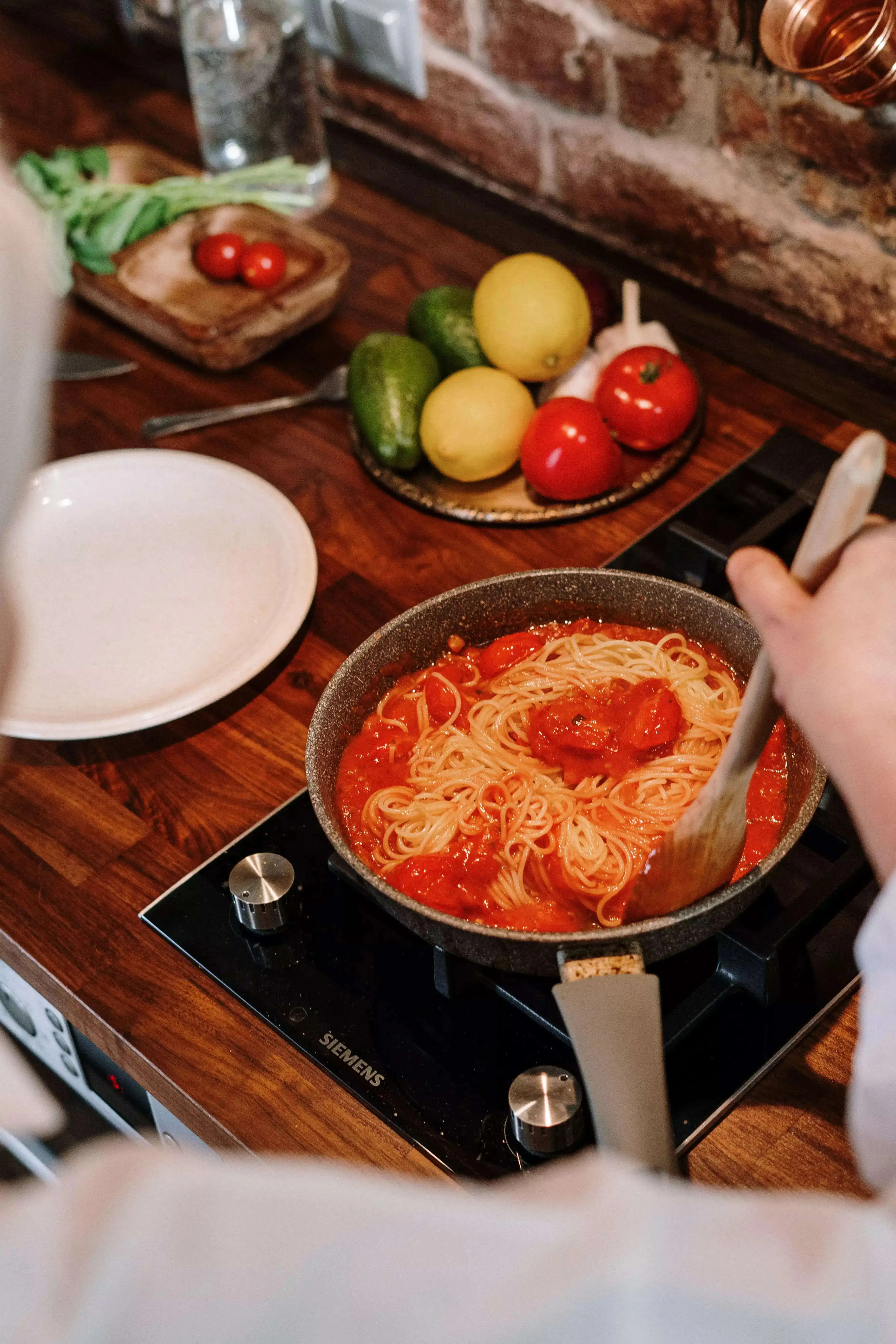 Cooking pasta at home