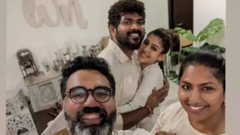 Vignesh Shivan and Nayanthara twin in white for a get-together with friends