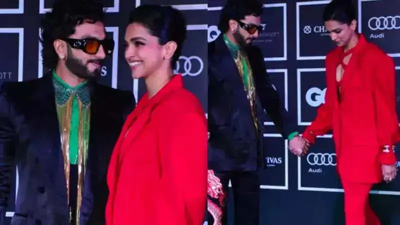 Deepika Padukone in all red and Ranveer Singh in dragon printed pants slay the green carpet