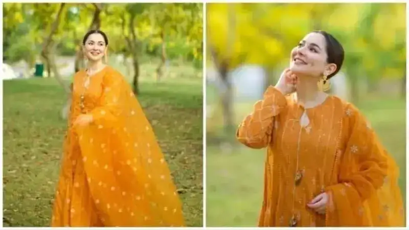 Pakistani actress Hania Aamir looks like a vision in yellow as she decks up for Eid-ul-Adha