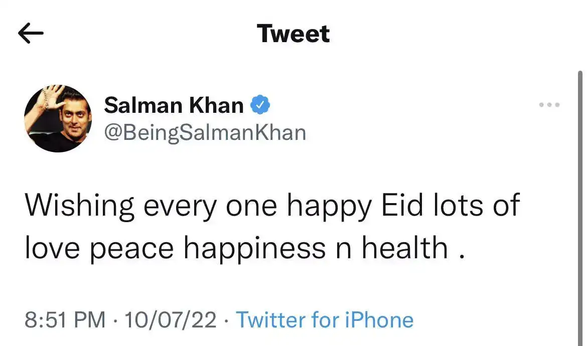 Salman Khan's Tweet