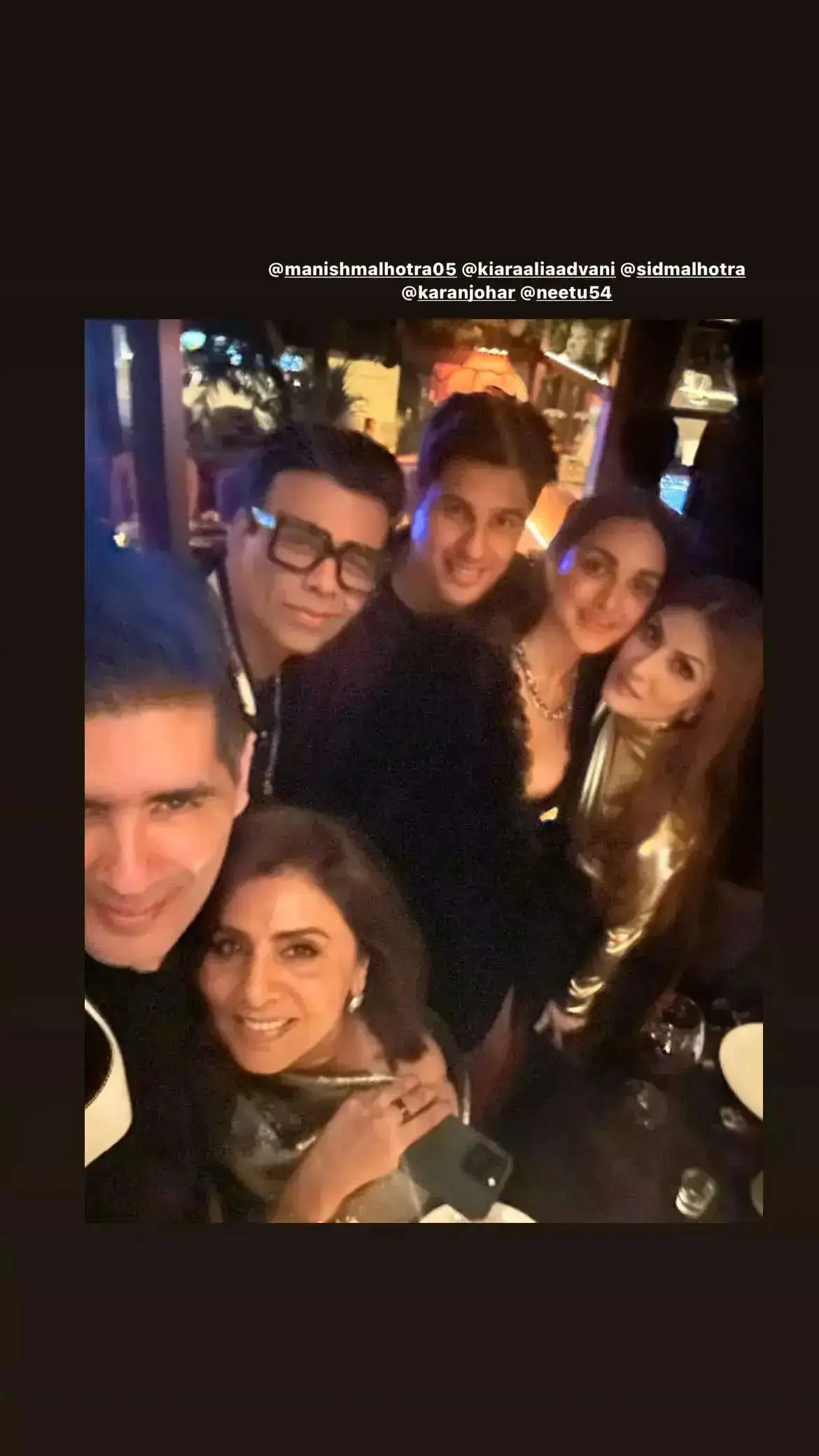 Sidharth Malhotra and Kiara Advani with Karan Johar, Manish Malhotra and Neetu Kapoor