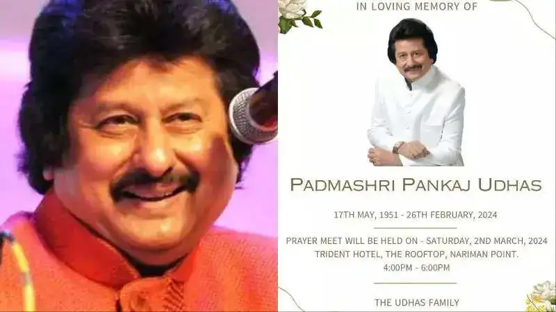 Legendary singer late Pankaj Udhas’ prayer meet to be held on March 2, 2024, in Mumbai