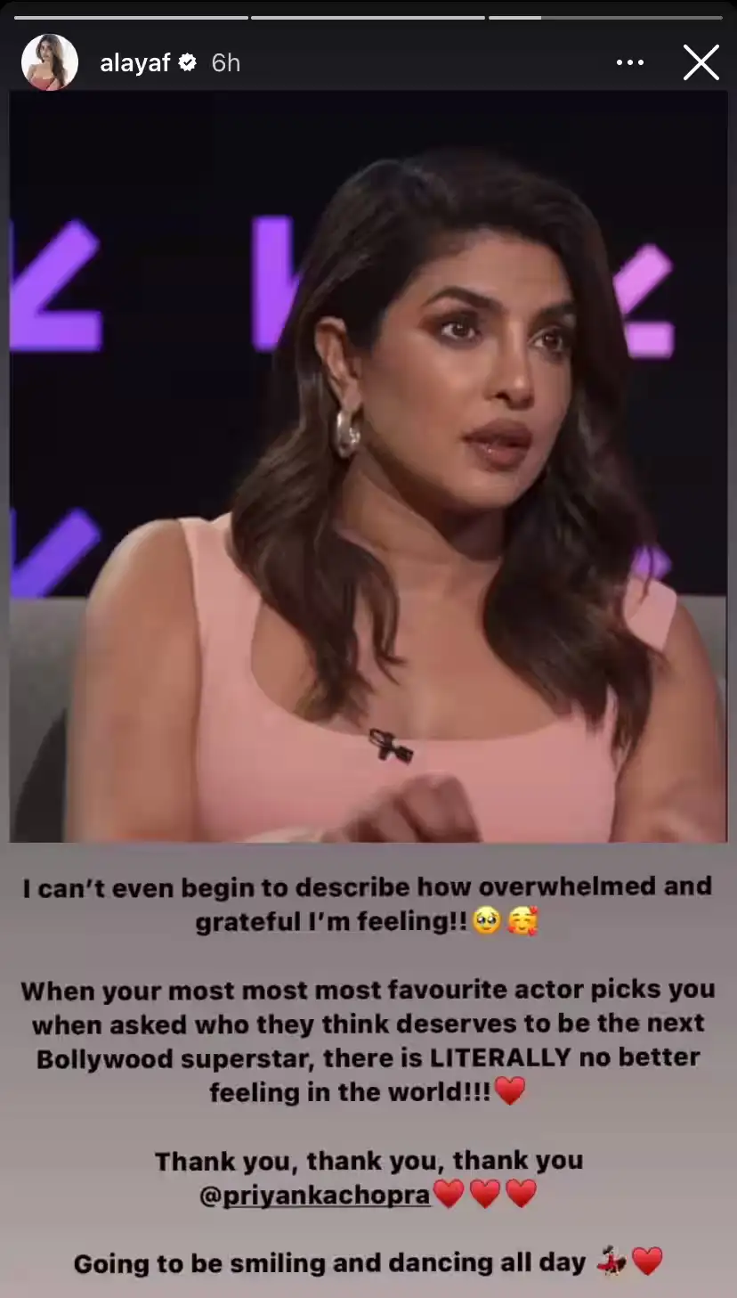 Alaya F thanks Priyanka Chopra