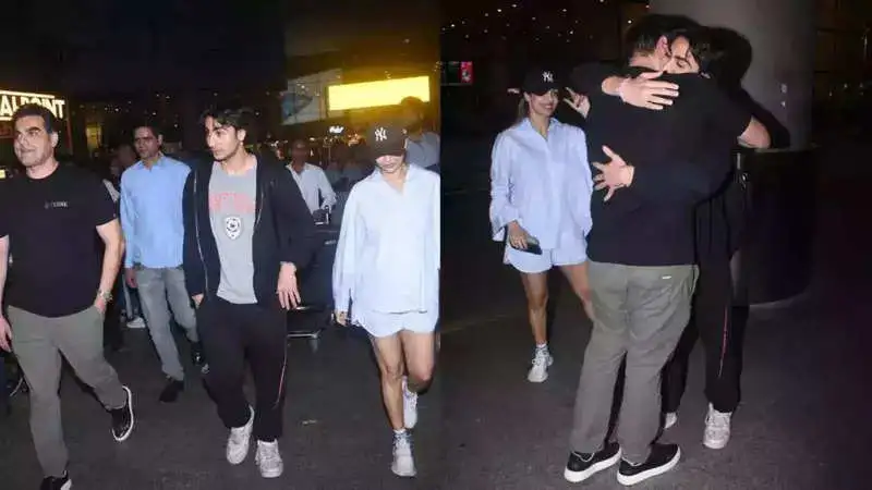 Malaika Arora and Arbaaz Khan are all smiles after receiving their son at the airport