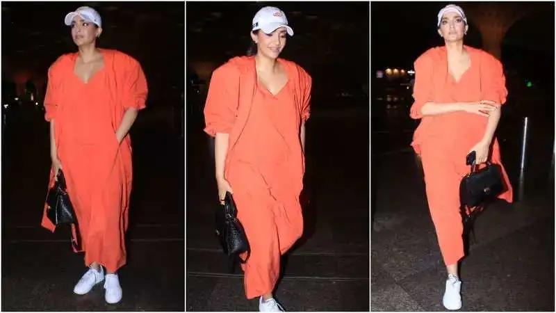 Sonam Kapoor's airport look in maxi dress, sneakers and a baseball cap is trending online