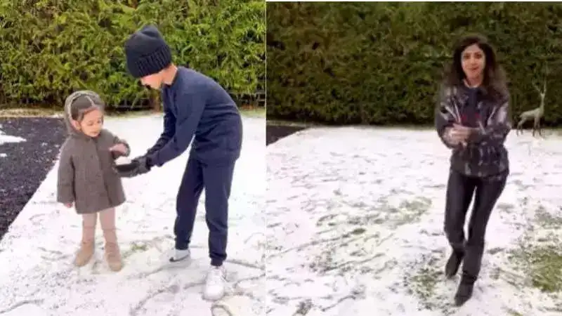 Shilpa Shetty shares a video of her kids playing in the snowfall as she enjoys her Christmas vacation