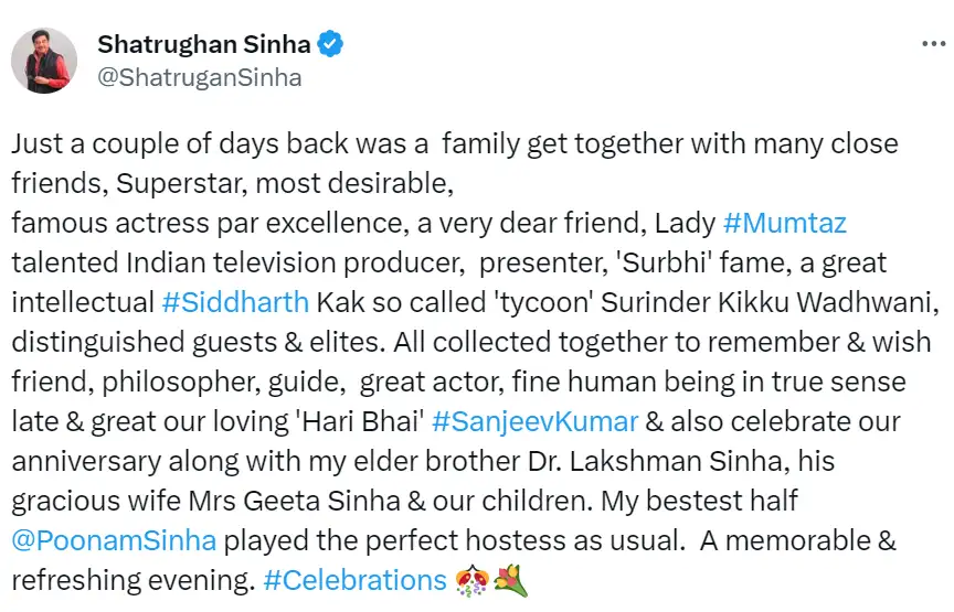 Shatrughan Sinha tweet