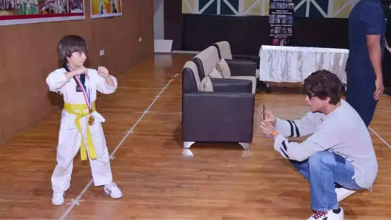 AbRam Khan gets papped in his Karate stance in his class