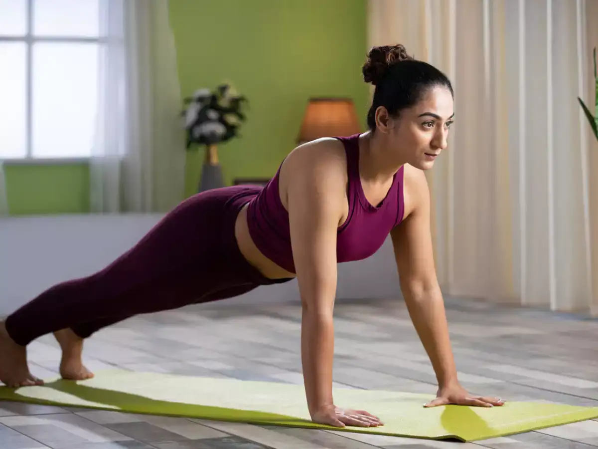 A girl performing a plank