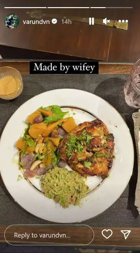 Varun Dhawan scrumptious meal prepared by wife Natasha Dalal