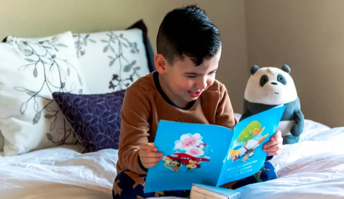 Boy reading a book