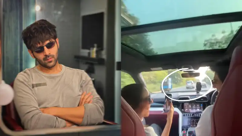 Fans spot Rs 500 phone holder in Kartik Aaryan's Lamborghini, call him 'middle class launda'. Watch