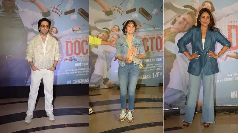 Taapsee Pannu, Aanand L Rai, Rakul Preet attend the screening of Ayushmann Khurrana starrer, Doctor G