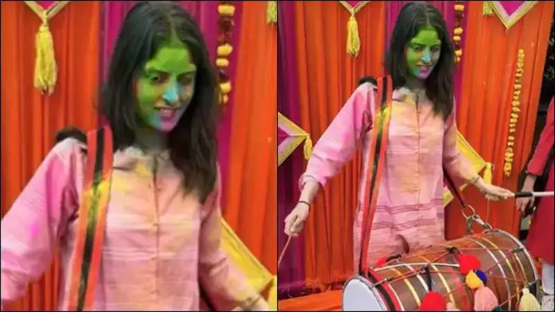 Navya Naveli Nanda shares a glimpse of her Holi 2023 celebrations as she plays a dhol