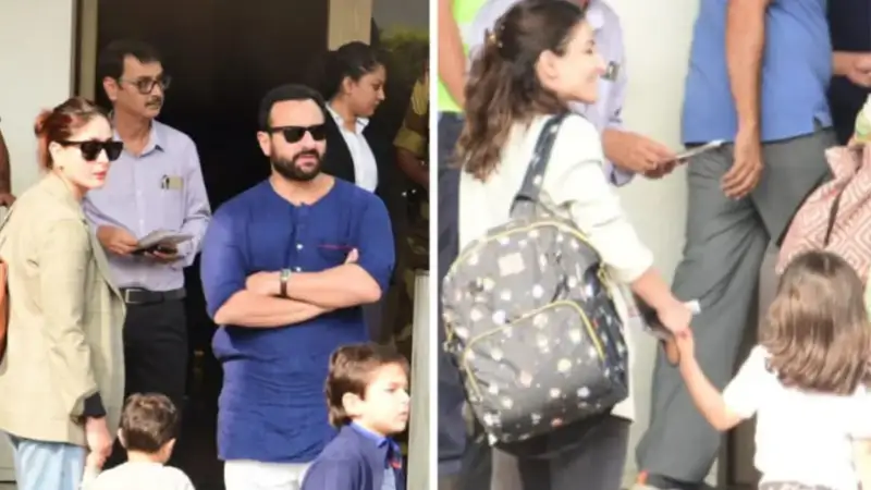 Kareena, Saif, Taimur, Jeh fly out of Mumbai ahead of Christmas vacation. See pics