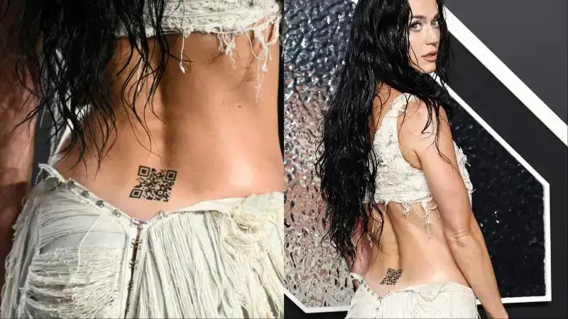 Katy Perry gets a QR code as a tattoo; clicked at the VMAs red carpet