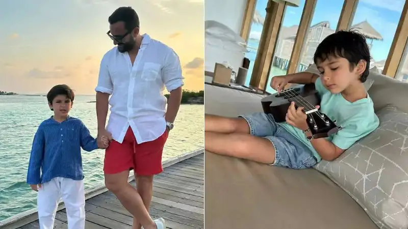 Saif Ali Khan, Taimur's Maldives vacation is all about father-son bonding, playing ukelele. See pics