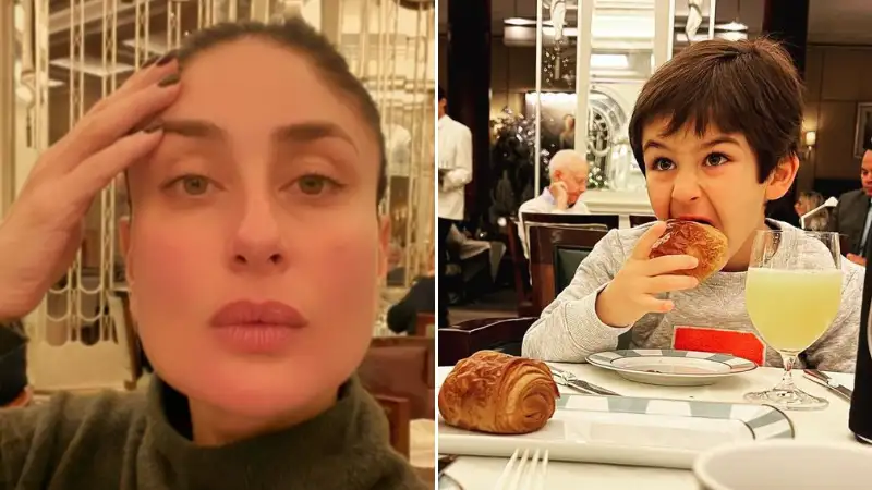 Kareena Kapoor shares adorable pictures of Taimur stuffing croissants in his mouth, husband Saif looking 'very hot'