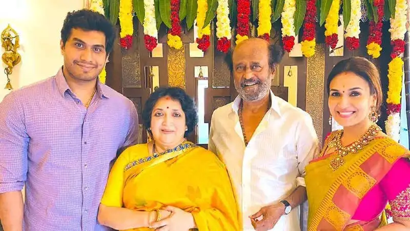 Rajinikanth caught in a picture-perfect moment with daughter Soundarya and grandson Veer