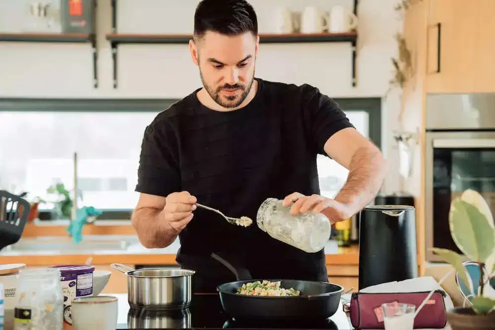 A man learning to cook