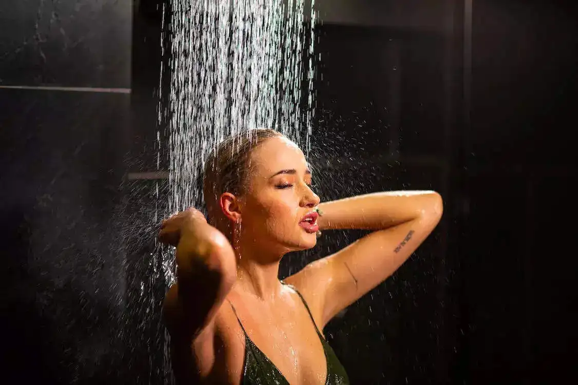 woman taking bath