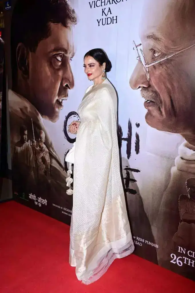 Rekha at the screening event of Gandhi Godse