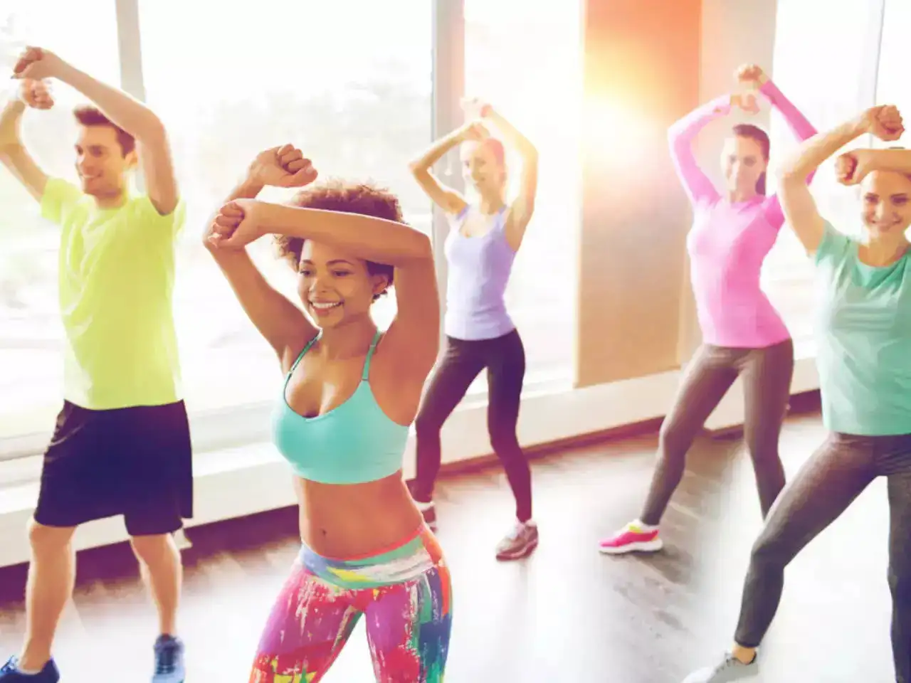 A group of people dancing