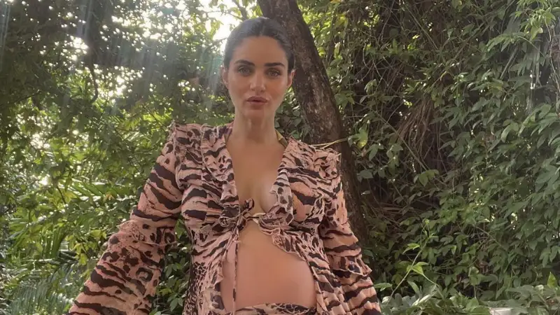 Gabriella Demetriades elevates maternity style with glam leopard-print co-ord set