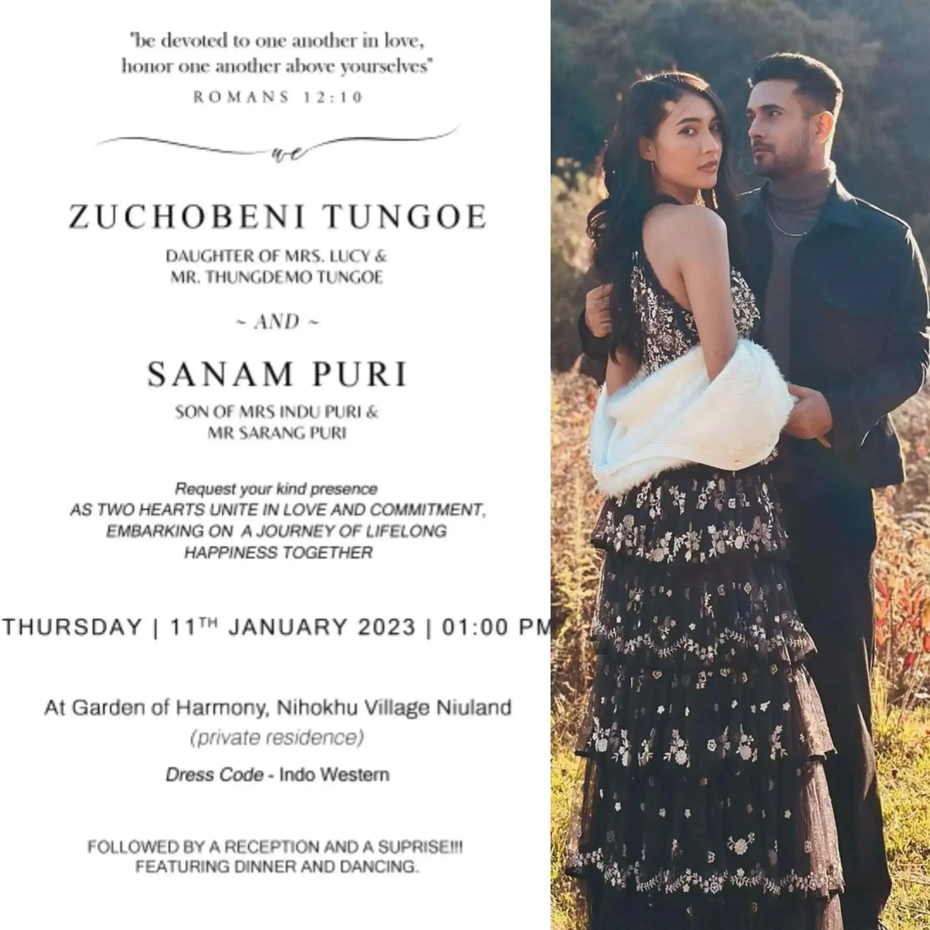 Sanam Puri and Zuchobeni Tungoe